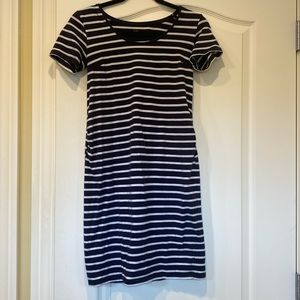 Blue and White Striped Maternity Dress
